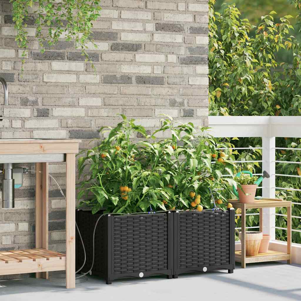 Garden Planter 2 pcs Black 80 x 40 x 37.5 cm Plastic