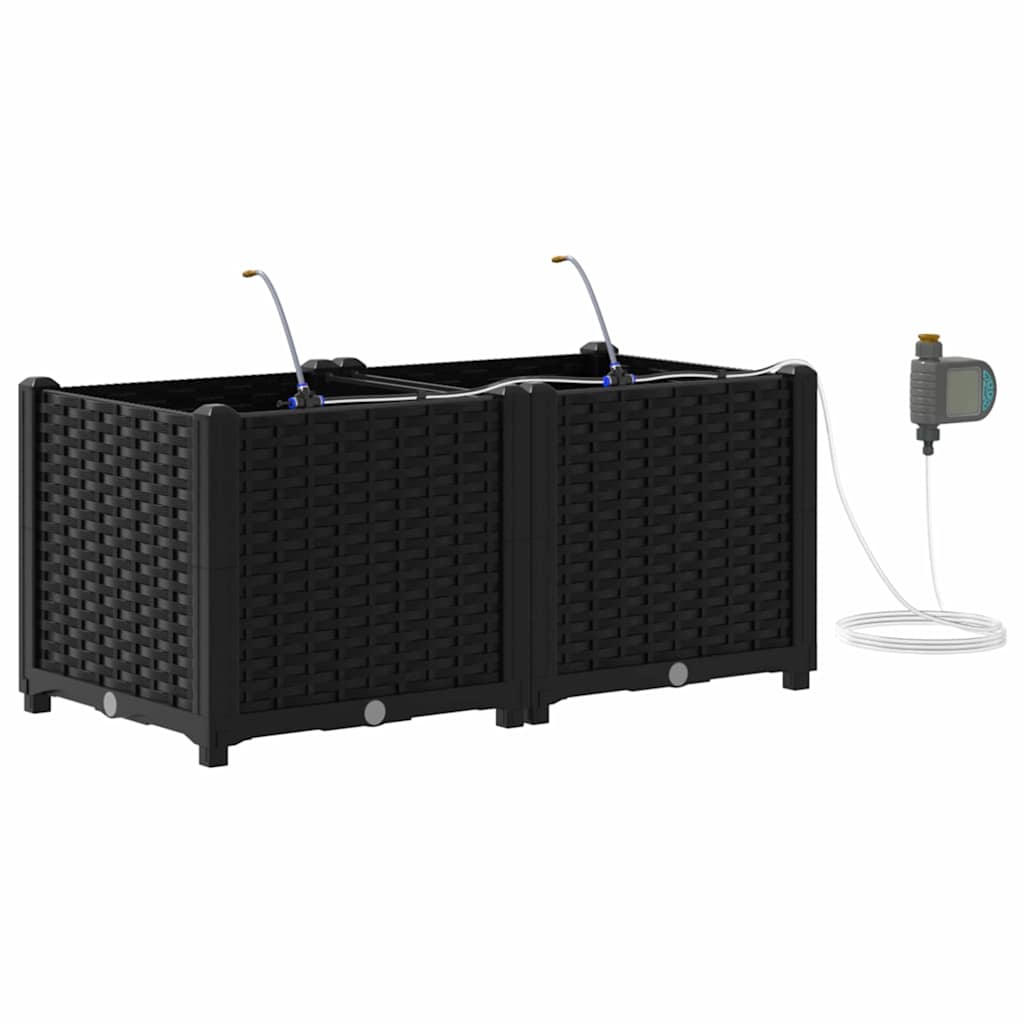 Garden Planter 2 pcs Black 80 x 40 x 37.5 cm Plastic