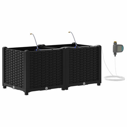 Garden Planter 2 pcs Black 80 x 40 x 37.5 cm Plastic