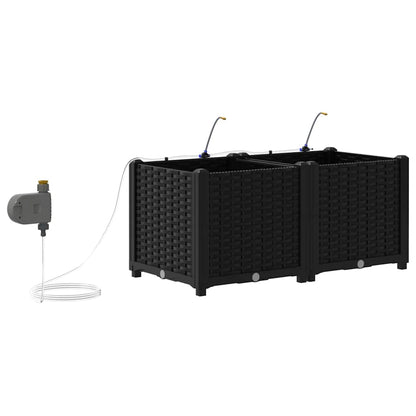 Garden Planter 2 pcs Black 80 x 40 x 37.5 cm Plastic