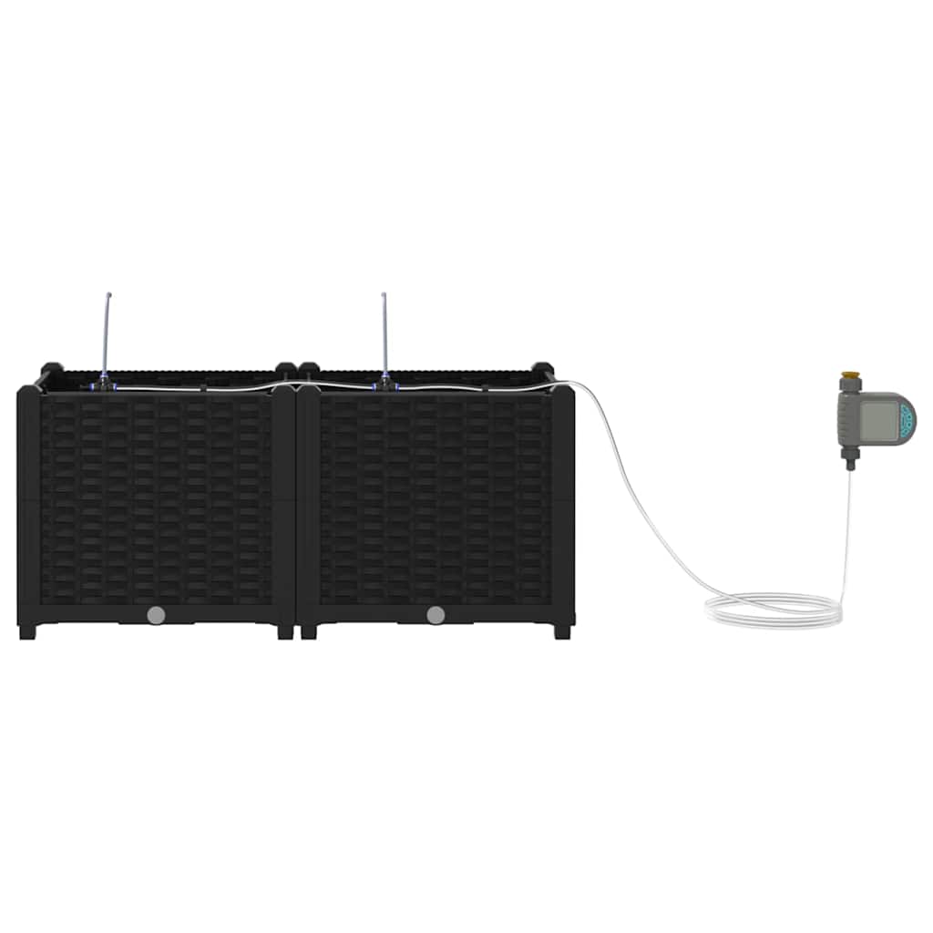 Garden Planter 2 pcs Black 80 x 40 x 37.5 cm Plastic