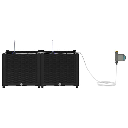 Garden Planter 2 pcs Black 80 x 40 x 37.5 cm Plastic