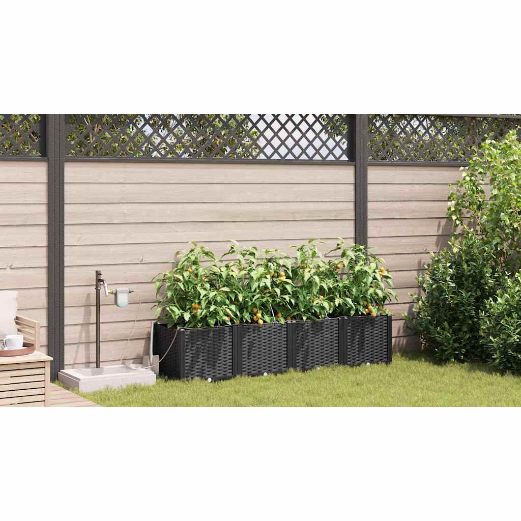 Garden Planter 4 pcs Black Steel