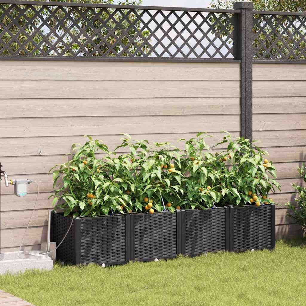 Garden Planter 4 pcs Black Steel