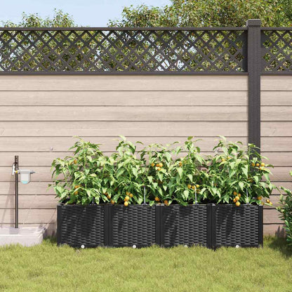 Garden Planter 4 pcs Black Steel