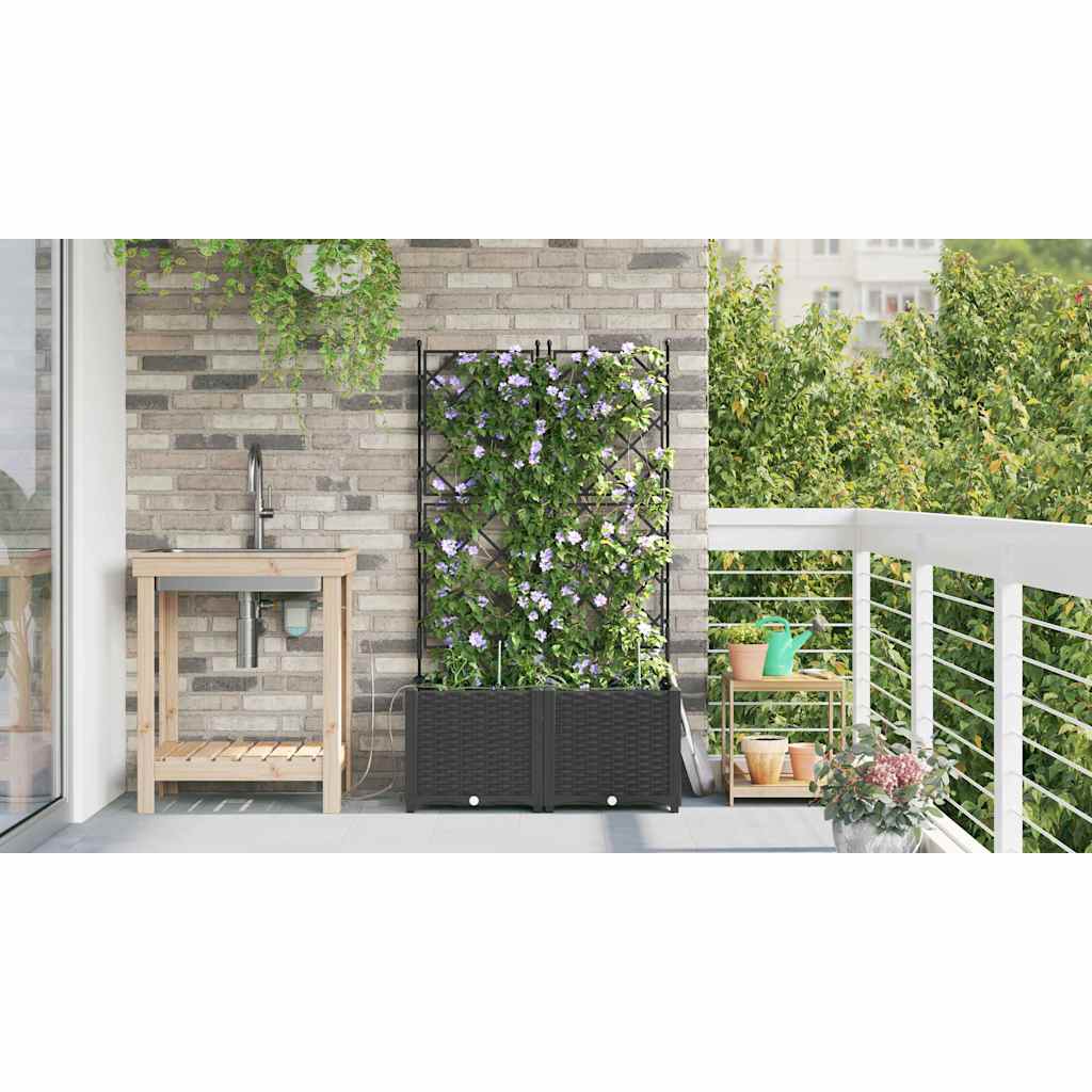 Garden Planter 2 pcs Black 80 x 40 x 142 cm Plastic