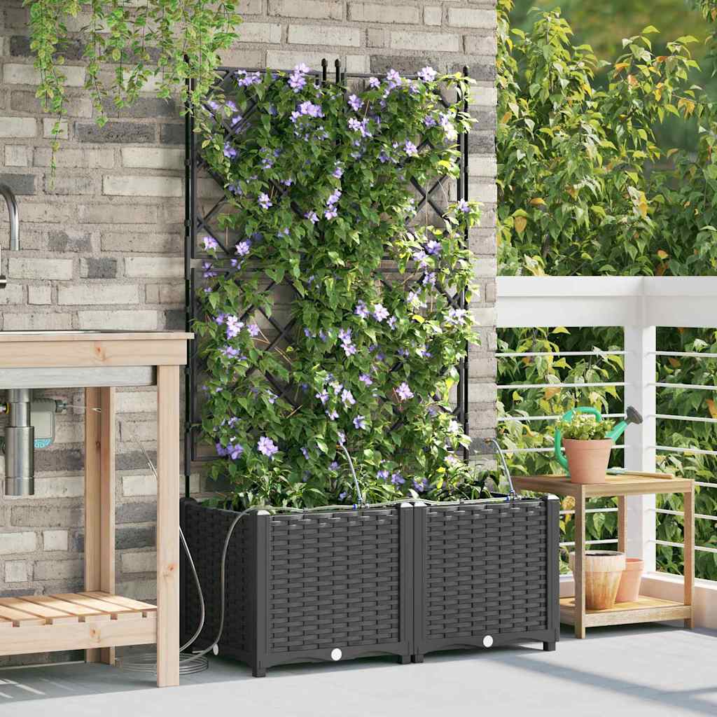 Garden Planter 2 pcs Black 80 x 40 x 142 cm Plastic