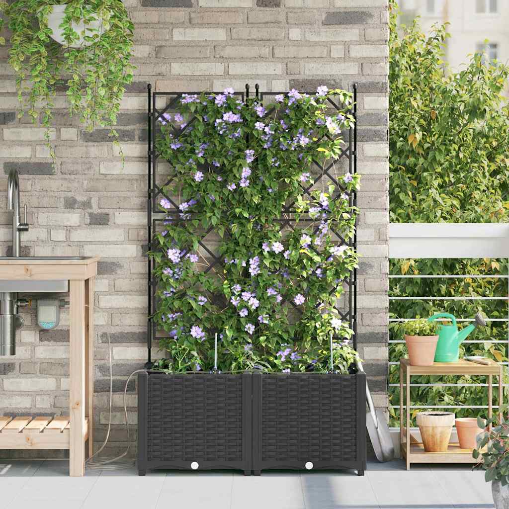 Garden Planter 2 pcs Black 80 x 40 x 142 cm Plastic