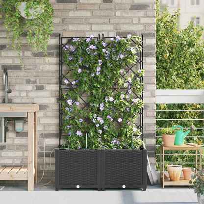 Garden Planter 2 pcs Black 80 x 40 x 142 cm Plastic