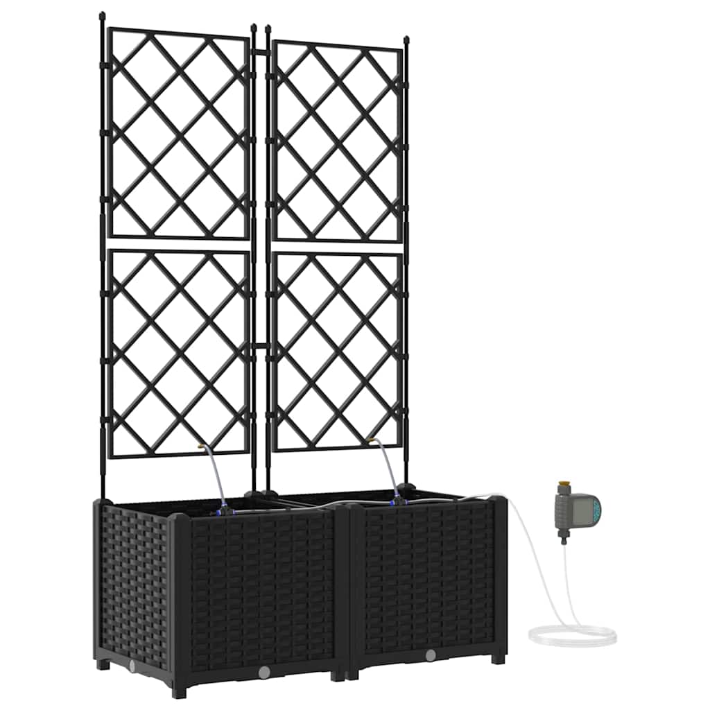 Garden Planter 2 pcs Black 80 x 40 x 142 cm Plastic