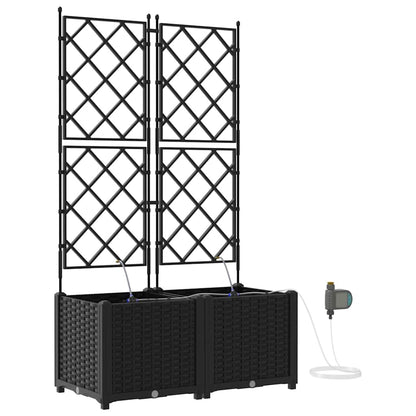 Garden Planter 2 pcs Black 80 x 40 x 142 cm Plastic