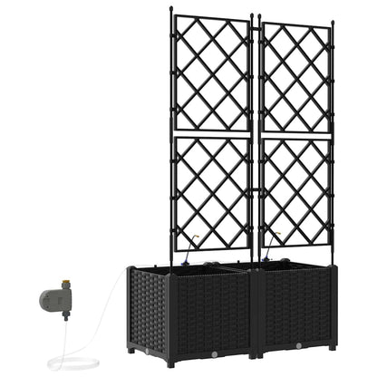 Garden Planter 2 pcs Black 80 x 40 x 142 cm Plastic