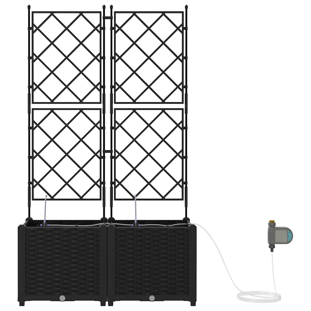 Garden Planter 2 pcs Black 80 x 40 x 142 cm Plastic