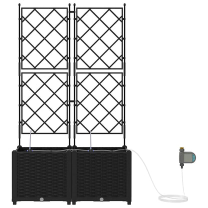 Garden Planter 2 pcs Black 80 x 40 x 142 cm Plastic