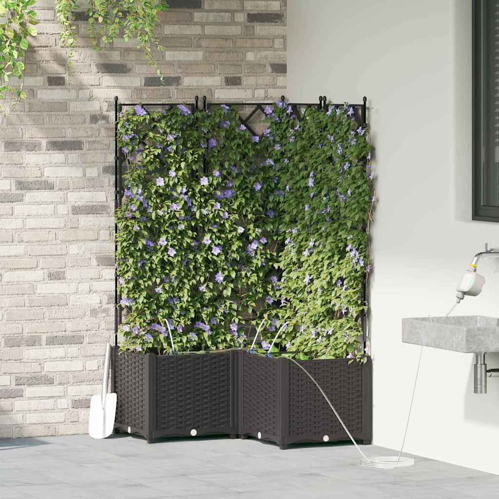 Garden Planter 3 pcs Black 80 x 80 x 142 cm Plastic