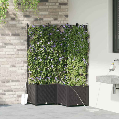 Garden Planter 3 pcs Black 80 x 80 x 142 cm Plastic