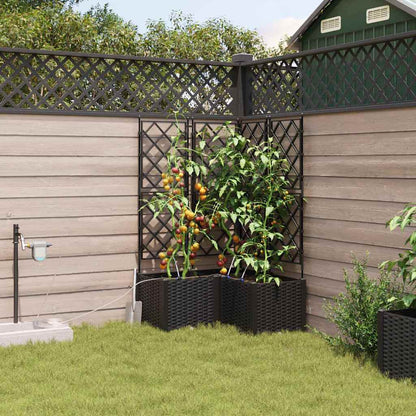 Garden Planter 3 pcs Black 80 x 80 x 142 cm Plastic