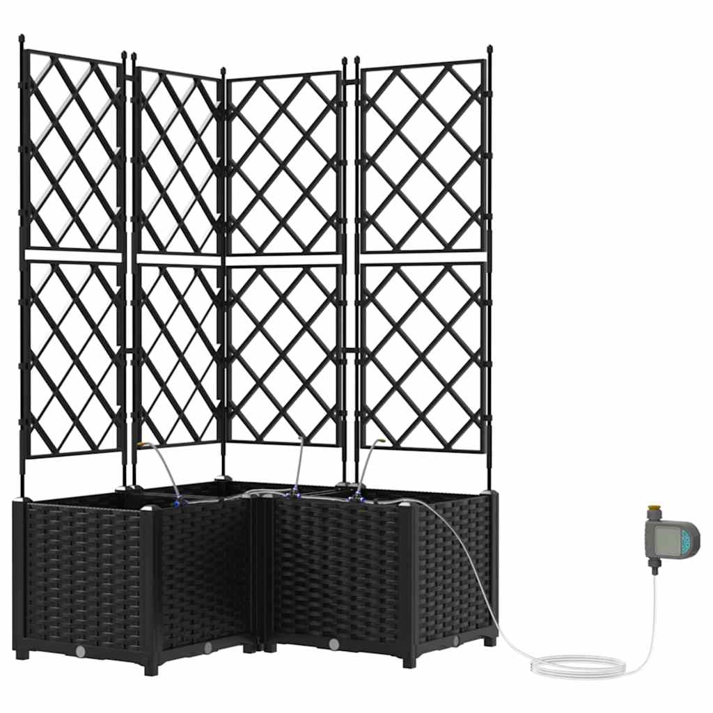 Garden Planter 3 pcs Black 80 x 80 x 142 cm Plastic