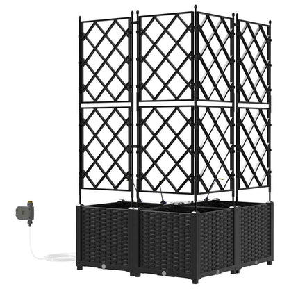 Garden Planter 3 pcs Black 80 x 80 x 142 cm Plastic