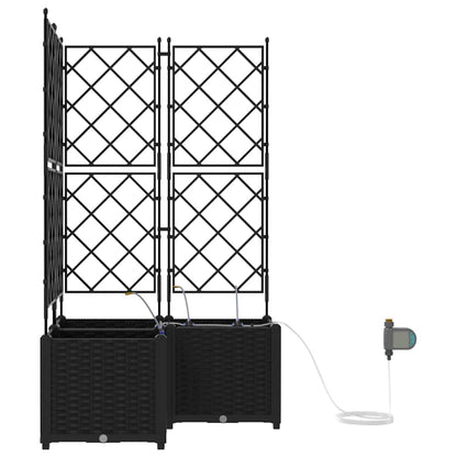 Garden Planter 3 pcs Black 80 x 80 x 142 cm Plastic