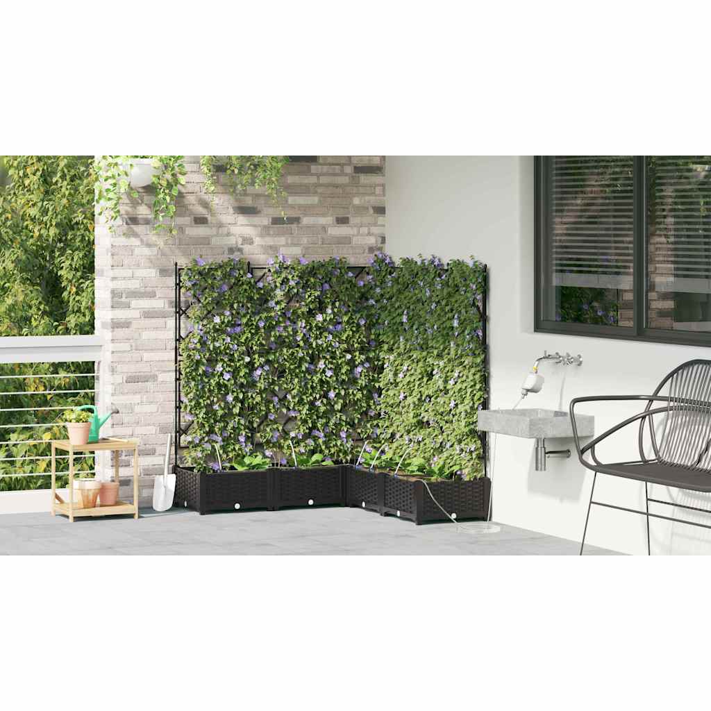 Garden Planter 5 pcs Black 120 x 120 x 126 cm Plastic