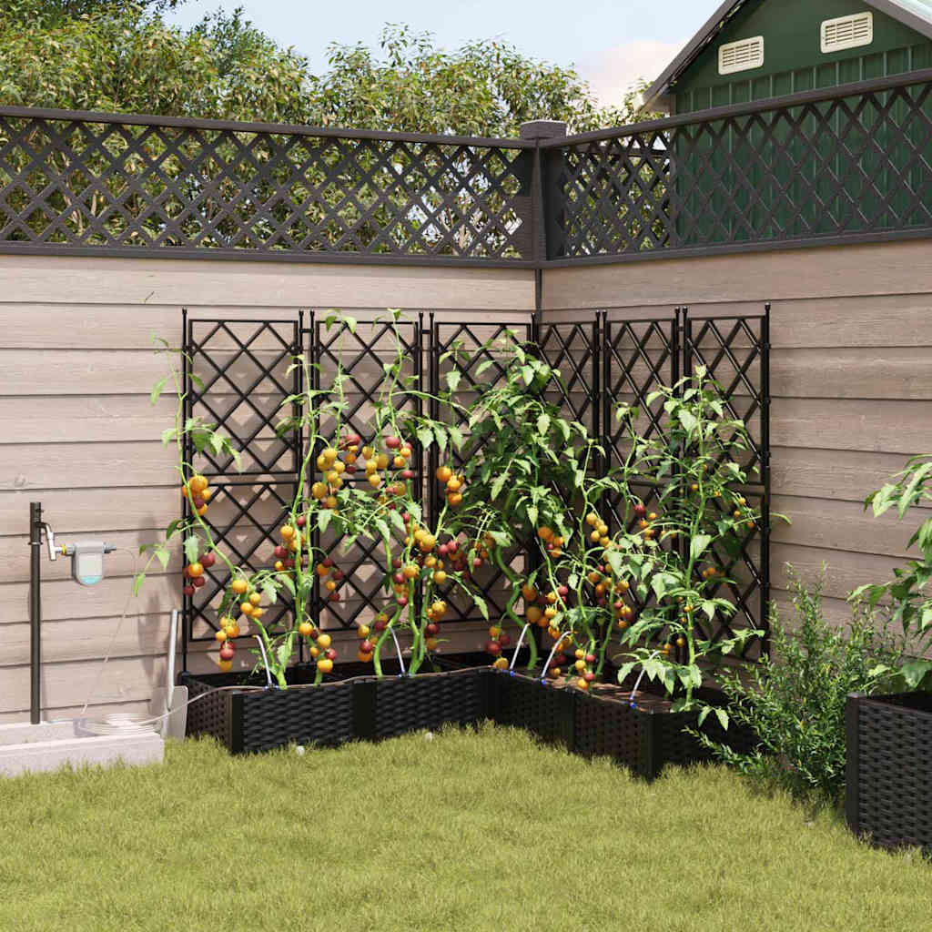 Garden Planter 5 pcs Black 120 x 120 x 126 cm Plastic