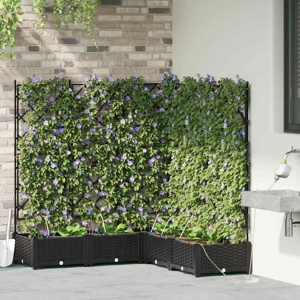 Garden Planter 5 pcs Black 120 x 120 x 126 cm Plastic