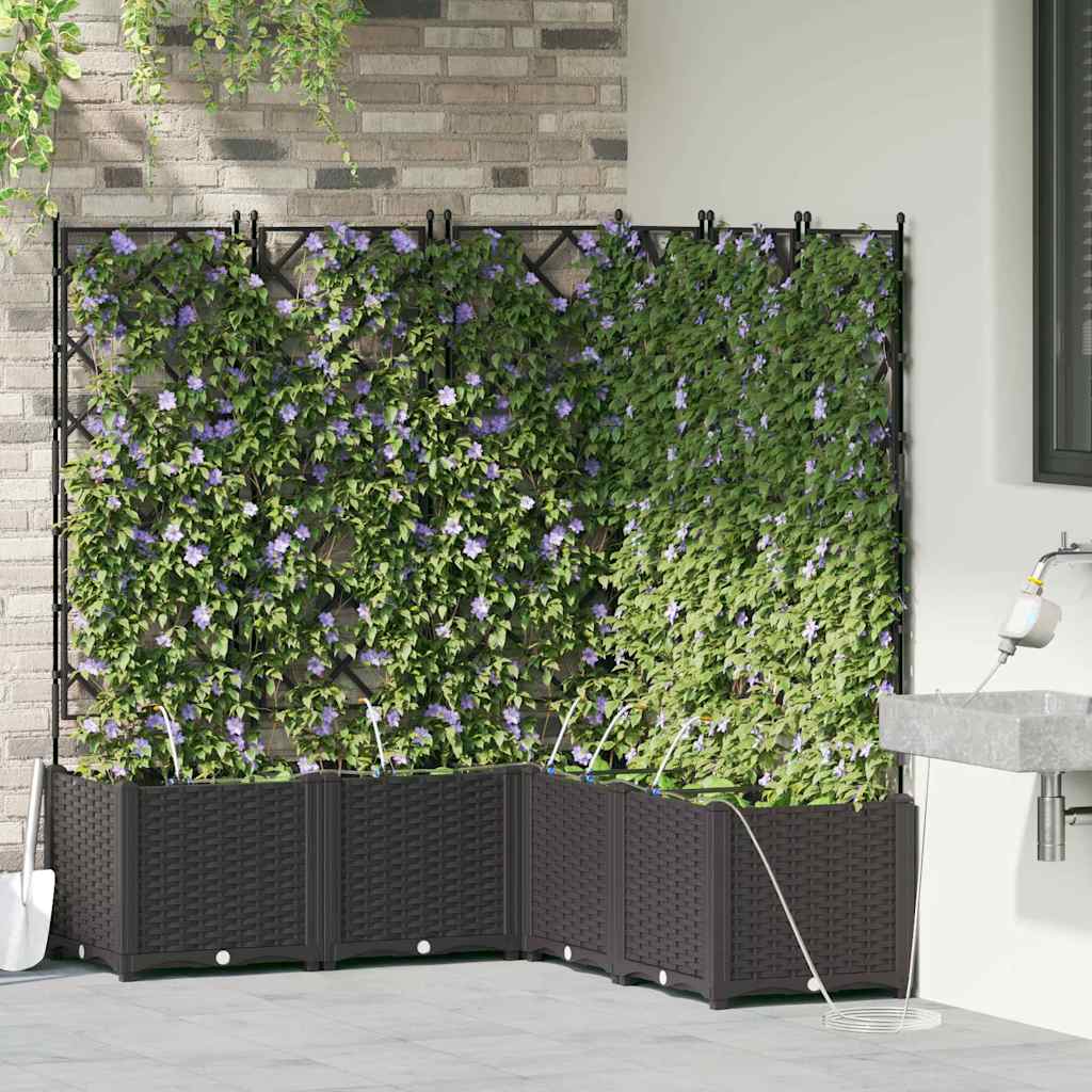 Garden Planter 5 pcs Black Steel