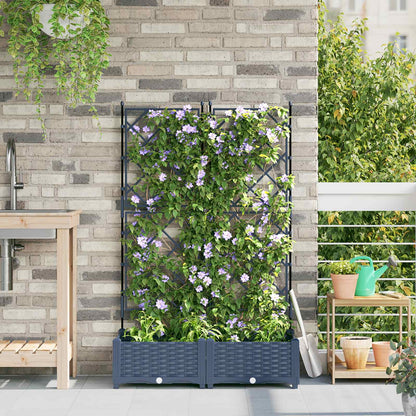 Garden Planter 2 pcs Grey 80 x 40 x 125.5 cm PP