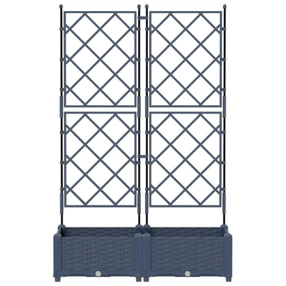 Garden Planter 2 pcs Grey 80 x 40 x 125.5 cm PP