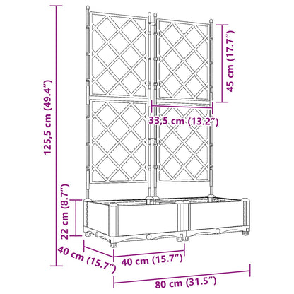 Garden Planter 2 pcs Grey 80 x 40 x 125.5 cm PP