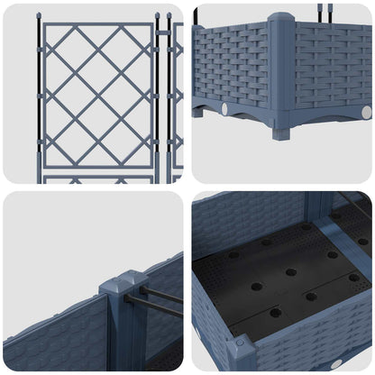 Garden Planter 3 pcs Grey 120 x 40 x 125.5 cm Plastic