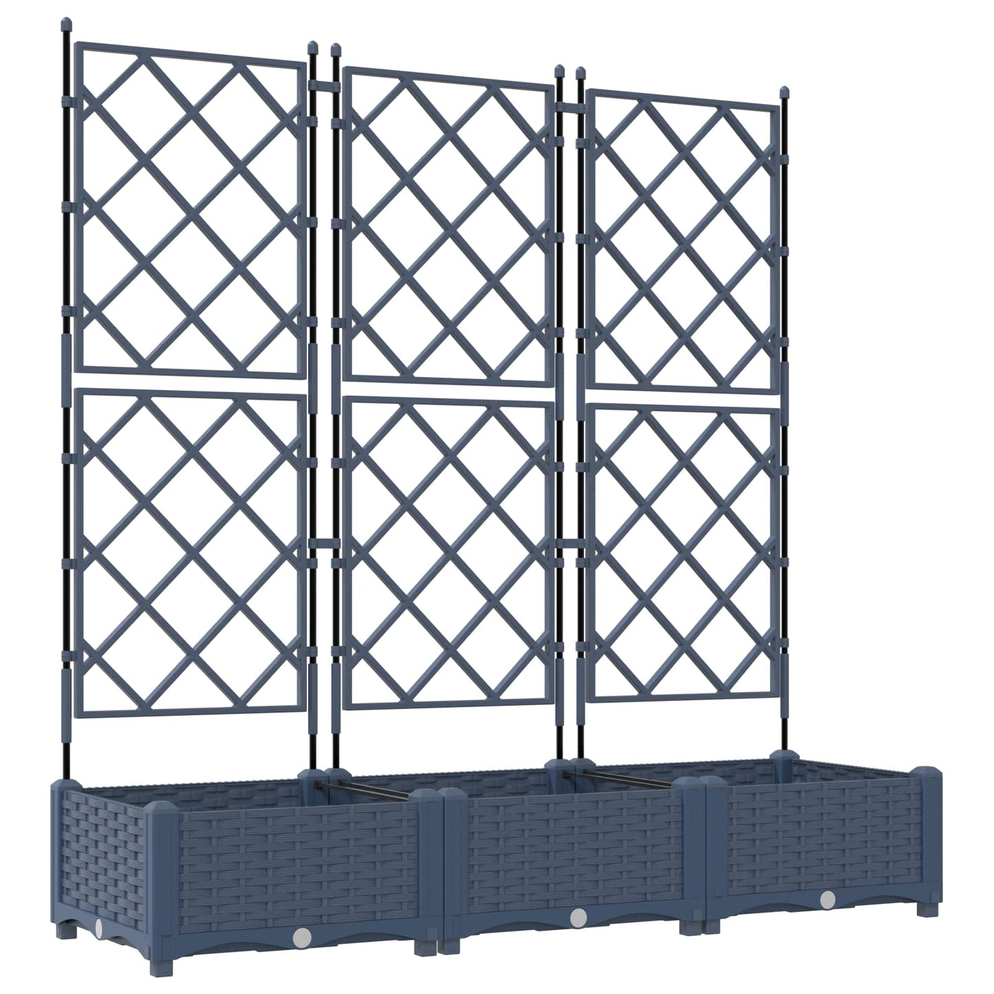 Garden Planter 3 pcs Grey 120 x 40 x 125.5 cm Plastic