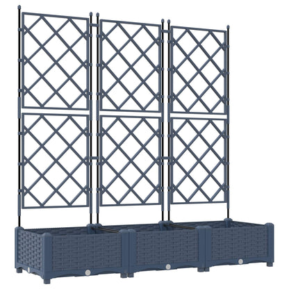 Garden Planter 3 pcs Grey 120 x 40 x 125.5 cm Plastic