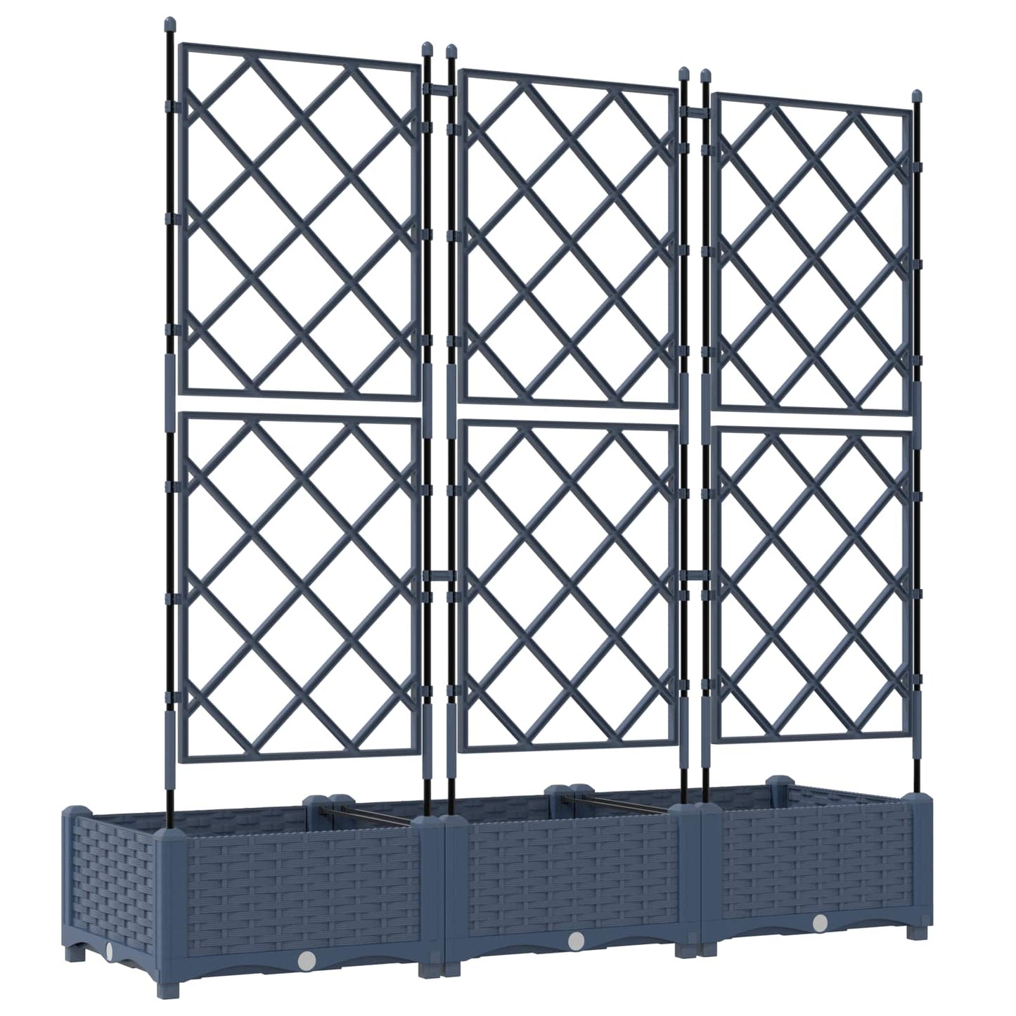 Garden Planter 3 pcs Grey 120 x 40 x 125.5 cm Plastic