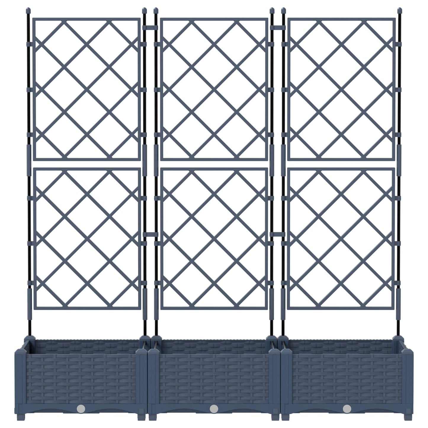 Garden Planter 3 pcs Grey 120 x 40 x 125.5 cm Plastic