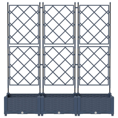 Garden Planter 3 pcs Grey 120 x 40 x 125.5 cm Plastic