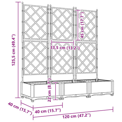 Garden Planter 3 pcs Grey 120 x 40 x 125.5 cm Plastic