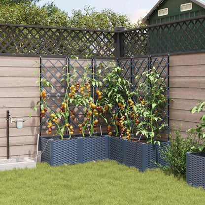 Garden Planter 3 pcs Grey 80 x 80 x 143 cm PP