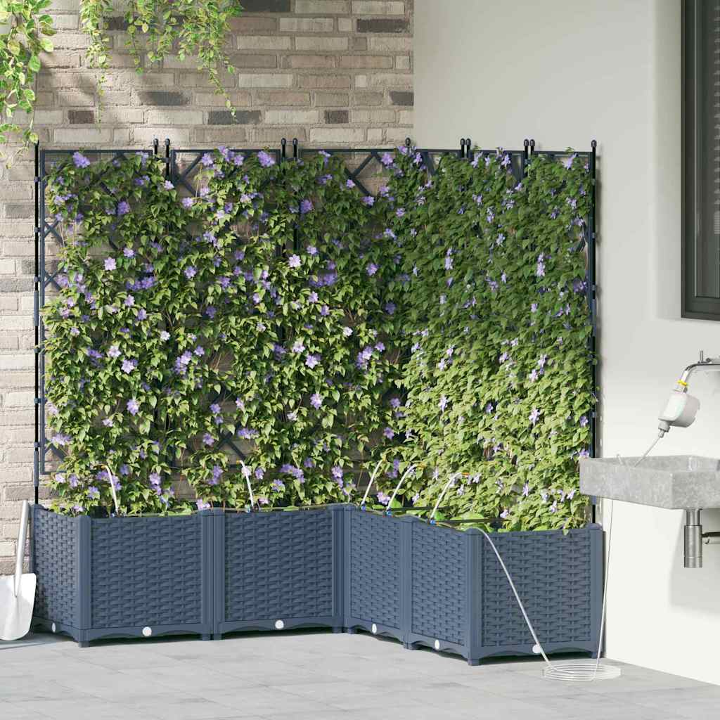Garden Planter 3 pcs Grey 80 x 80 x 143 cm PP
