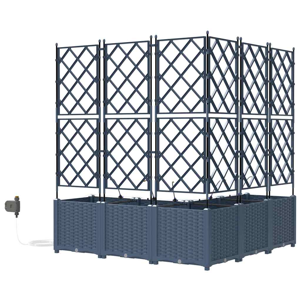 Garden Planter 3 pcs Grey 80 x 80 x 143 cm PP