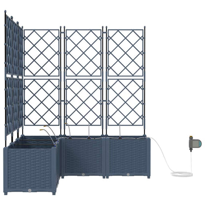 Garden Planter 3 pcs Grey 80 x 80 x 143 cm PP
