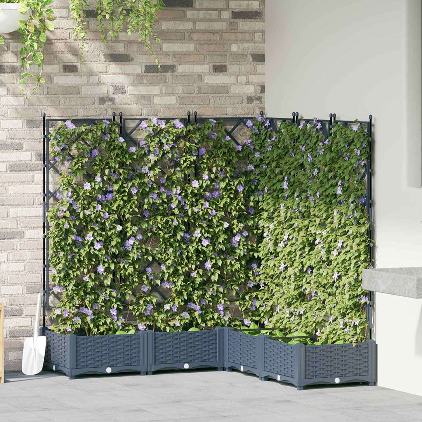 Garden Planter 5 pcs Grey 120 x 120 x 125.5 cm PP