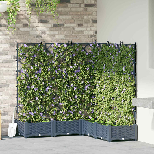 Garden Planter 5 pcs Grey 120 x 120 x 125.5 cm PP