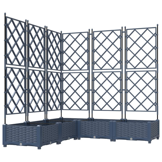 Garden Planter 5 pcs Grey 120 x 120 x 125.5 cm PP
