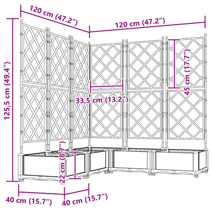 Garden Planter 5 pcs Grey 120 x 120 x 125.5 cm PP