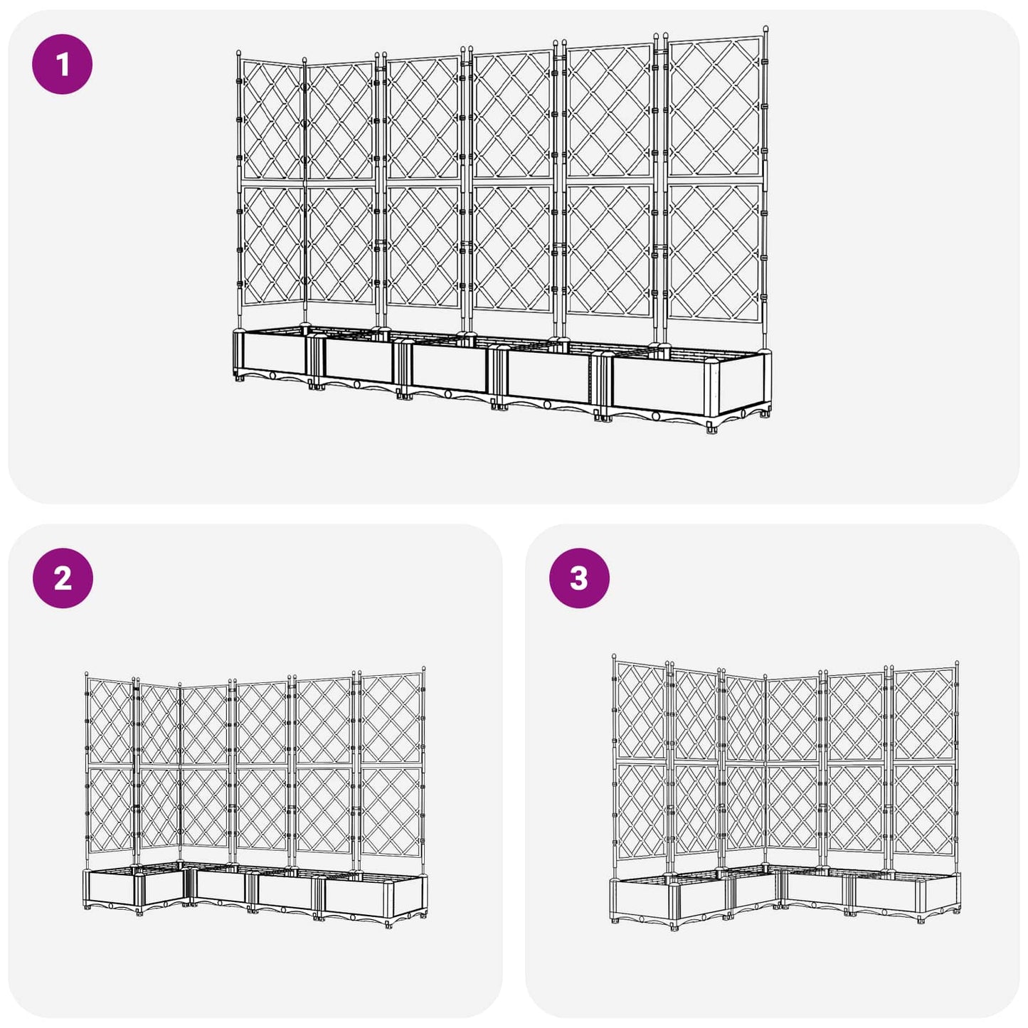 Garden Planter 5 pcs Grey 120 x 120 x 125.5 cm PP