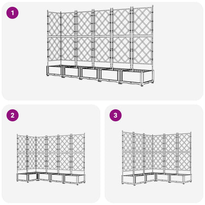 Garden Planter 5 pcs Grey 120 x 120 x 125.5 cm PP