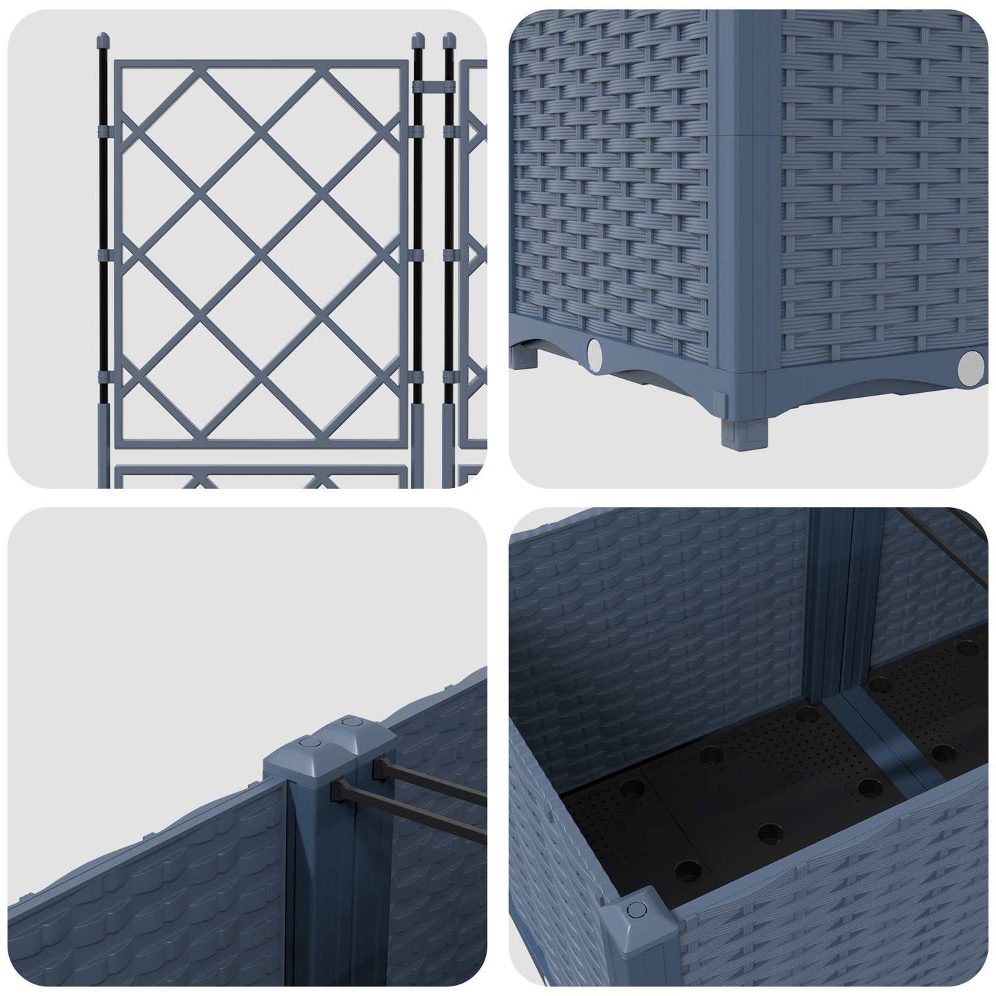 Garden Planter 5 pcs Grey 120 x 120 x 143 cm Plastic