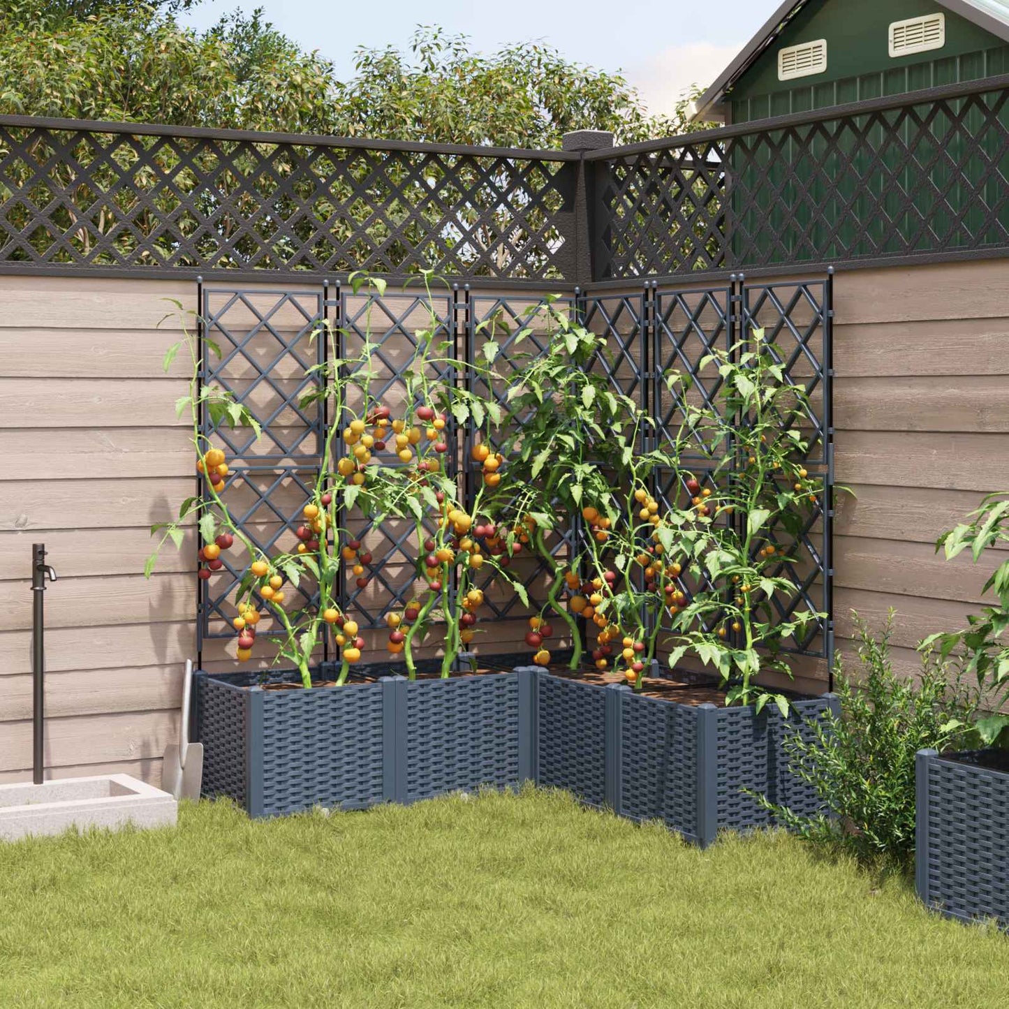 Garden Planter 5 pcs Grey 120 x 120 x 143 cm Plastic